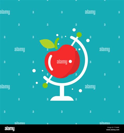 Globe With Red Apple On Blue Background Flat Earth Planet Model