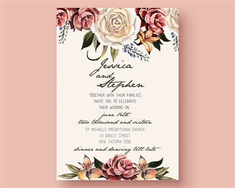 Pastel purple illustrated floral wedding place. Digital Wedding Invitation Templates • Business Template Ideas
