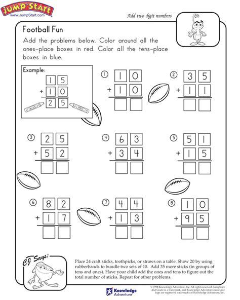 Football Fun View 2nd Grade Math Worksheets Jumpstart