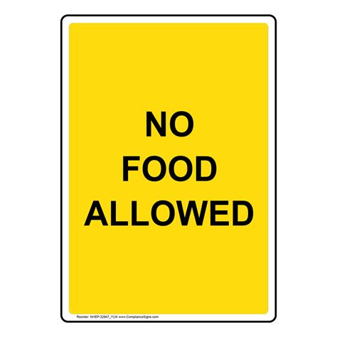 Portrait No Food Allowed Sign Nhep 32947ylw
