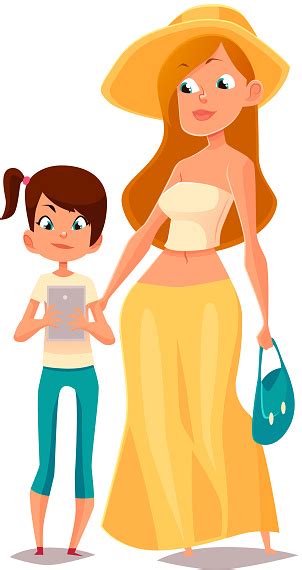 Ilustración De Madre E Hija De Dibujo Animado Y Más Vectores Libres De
