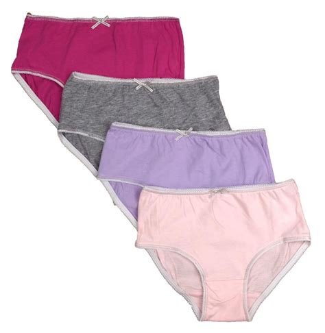 Buyless Fashion Girls Panties Assorted Colors Soft Cotton Brief Underwear 4 Pack Bw14 Ga 6 7