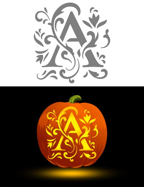 Printable Decorative Letter A Pumpkin Stencil