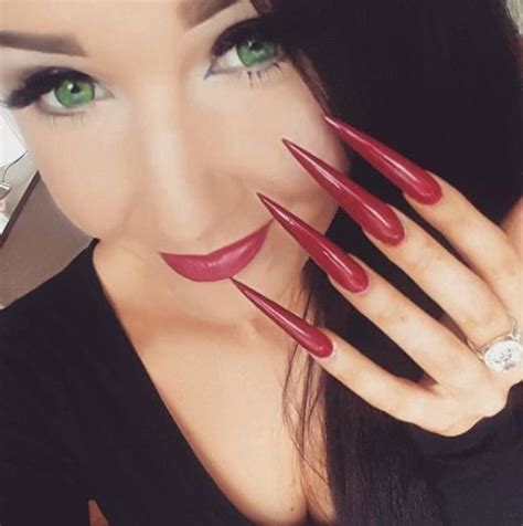 Pin By Bryanna Sidders On My Little Black World Long Red Nails Red Stiletto Nails Long