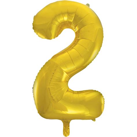 Foil Big Number Balloon 2 Gold 34in