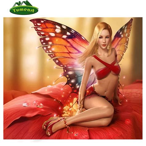 Diy Square Diamond Painting Sexy Butterfly Women Cross Stitch Kits Set Full Drill Embroidery