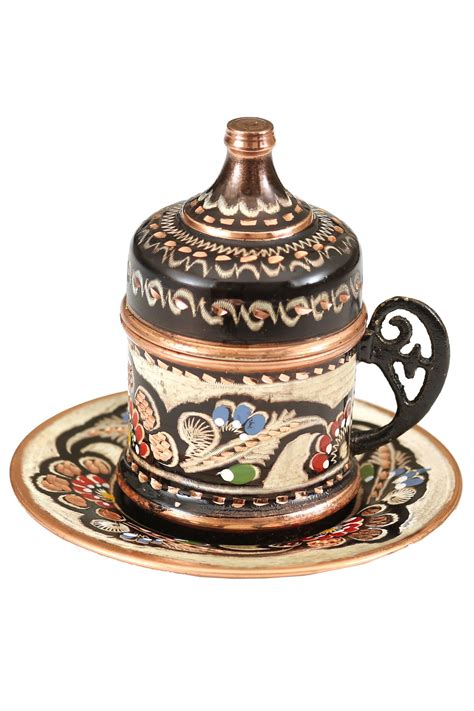 Handmade Painted Copper Turkish Arabic Coffee Espresso Cup Pc