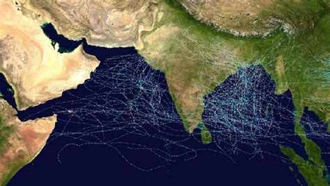 Cumulative Track Map Of All North Indian Ocean Cyclones From 1970