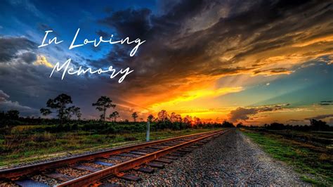 Download Railroad Sunset In Loving Memory Background