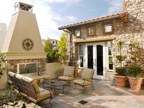 Mediterranean Stone Patio With Outdoor Lounge Area Hgtv