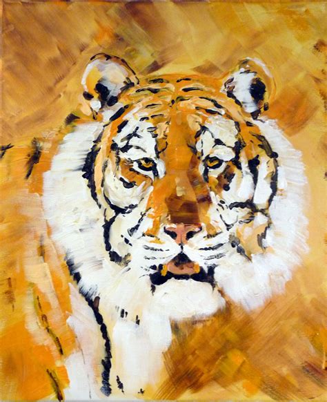 Peinture Acrylique Tigre Sur Châssis Toile Animals Vintage Tiger