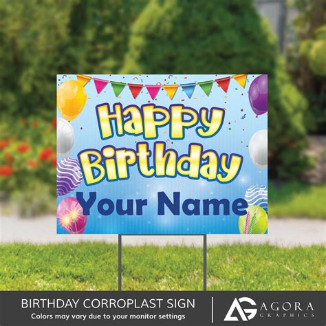 Personalized Happy Birthday Yard Sign With H Stake Etsy Happy