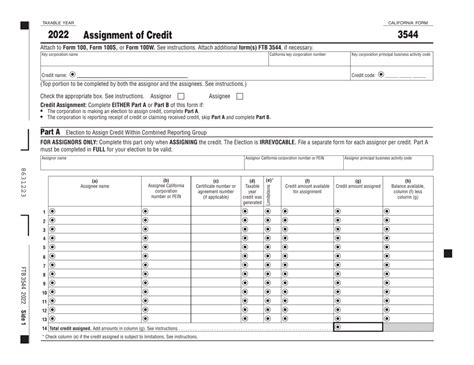 Form 3544 Download Fillable Pdf Or Fill Online Assignment Of Credit 2022 California