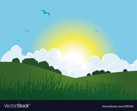 Sunrise Over Hills Royalty Free Vector Image Vectorstock