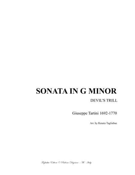 Sonata In G Minor Devils Trill G Tartini Arr For Violin And