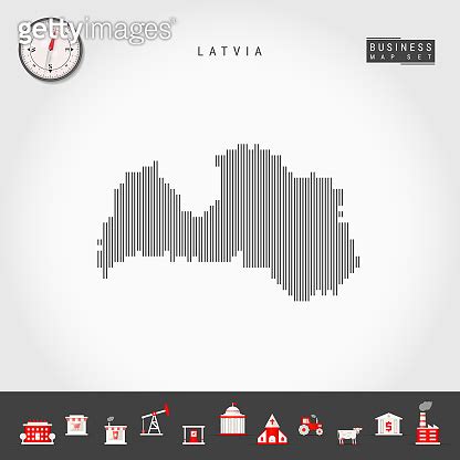 Vector Vertical Lines Map Of Latvia Striped Silhouette Of Latvia