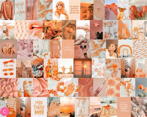 Peachy Aesthetic Wall Collage Kit Digital Download 60pcs Etsy Australia