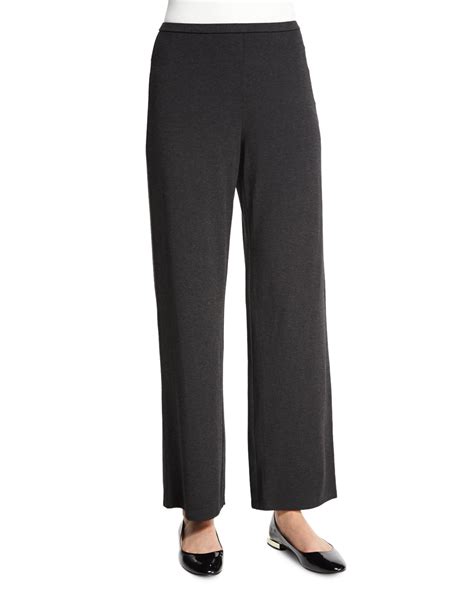 Eileen Fisher Straight Leg Stretch Pants Charcoal Plus Size