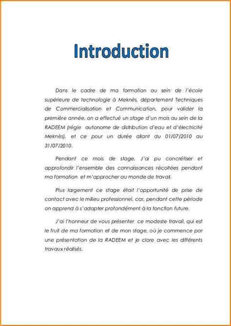 Exemple D Introduction De Rapport De Stage Acad Mique Hinatapedia