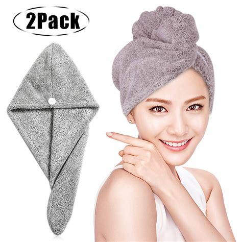 O Kinee Rapid Drying Hair Towel 2 Pcs Hair Turban Towels Head Hair