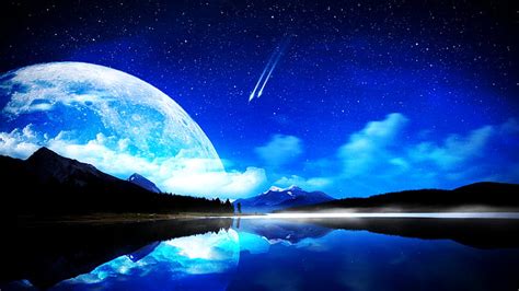 Hd Wallpaper Nature 1920x1080 Moon Crescent Blue Hd Nature Moon