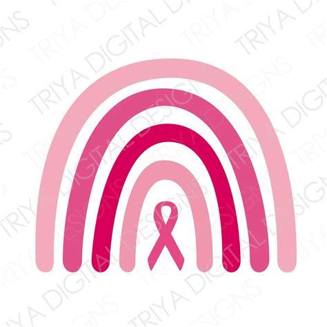 Pink Rainbow With Ribbon Svg Cut File Breast Cancer Etsy