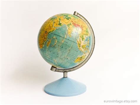 Vintage Small World Globe 6 Inches 70s World Map Yellow Base World