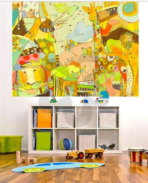 Safari Animals Wall Mural Extra Large Nursery Playroom Etsy