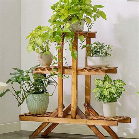 Garden & patio/outdoor decor/planters, hangers & stands/planters. Natural Bamboo Plant Display Stand, Solid Wood Potted ...