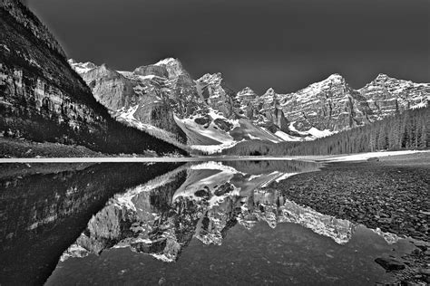 Moraine Lake Black And White Photograph By Stuart Litoff