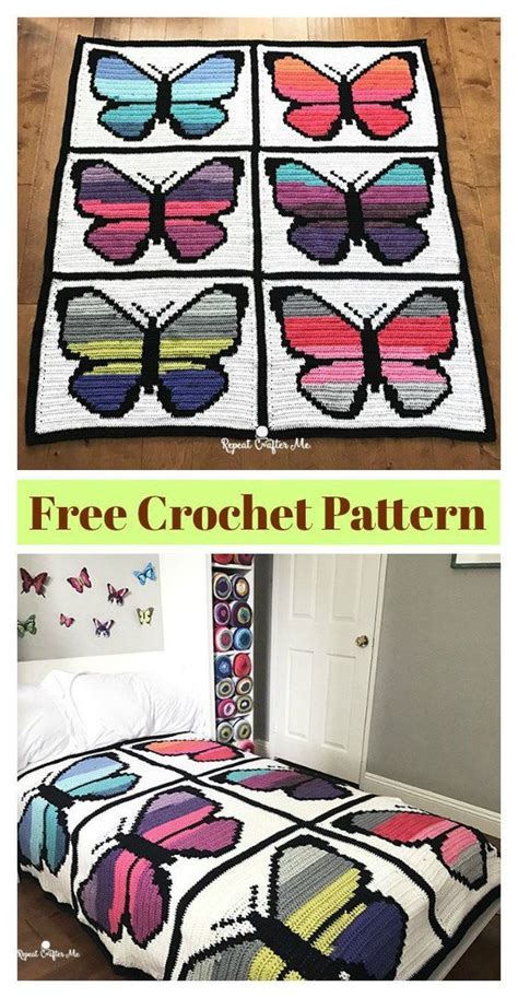 Butterfly Graphgan Afghan Blanket Free Crochet Pattern And Paid