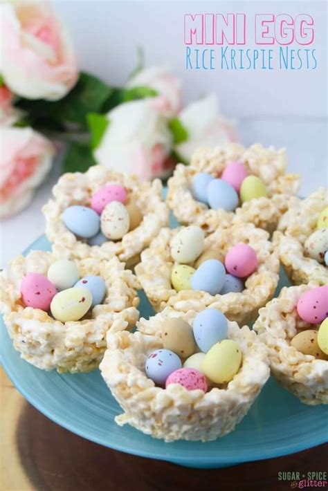 Easy recipes for desserts that will dazzle your diners. Mini Egg Rice Krispie Nests | Fun easter dessert, Easter ...