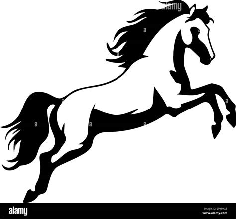 Animal Horse Rearing Black And White Silhouette Minimalist Vector