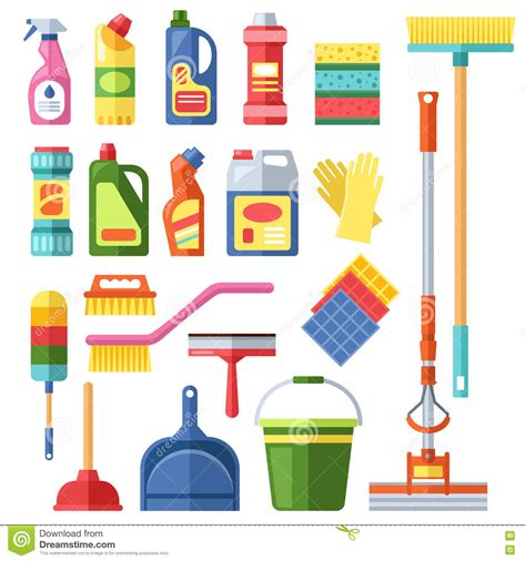 Made from a blend of sandstone and resin, these sleek bathroom accessories are. House cleaning tools stock illustration. Illustration of ...