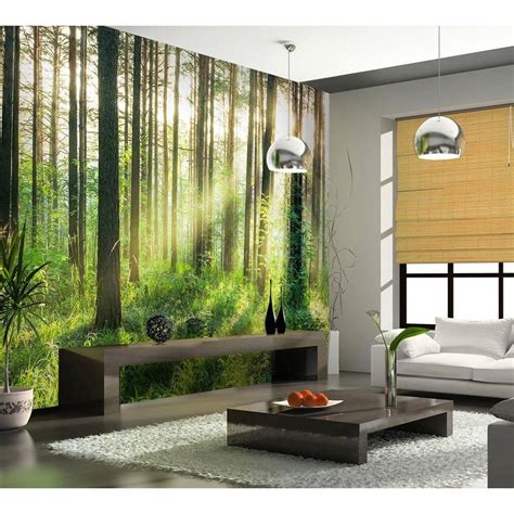 Ideal Decor 144 In W X 100 In H Sunset In The Woods Wall Mural Dm964