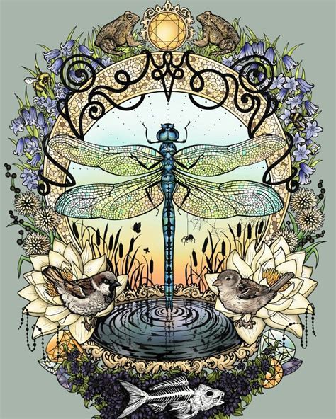 My Finished Spirited Dragonfly Artwork Which I Drew By Hand In Ink Then