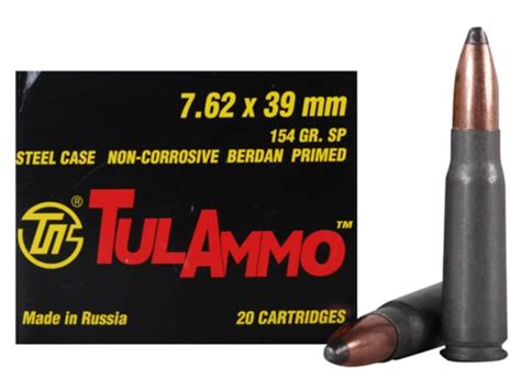 Tulammo Ammo 762x39mm 154 Grain Soft Point Bi Metal Steel Case