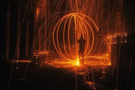 Steel Spinning Pyrotechnic Fire Art In Abandoned Nyc Subway Stations