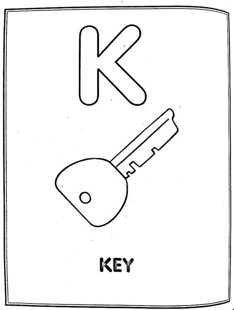 K For Key Key Coloring Page For Kids Download Coloring Worksheets