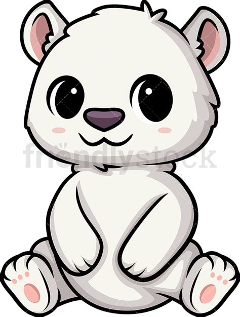 Chibi Kawaii Polar Bear Clipart Cartoon Vector Friendlystock