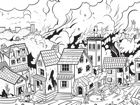 Dramatic Natural Disaster Coloring Sheet Coloring Page