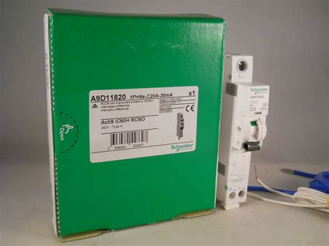 Schneider RCBO 20 Amp 30mA Type C 20A Acti9 iC60H Merlin Gerin A9D11820 ...