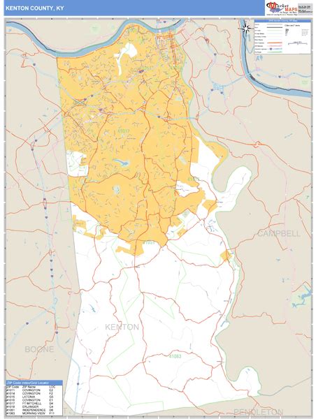 Kenton County Kentucky Zip Code Wall Map