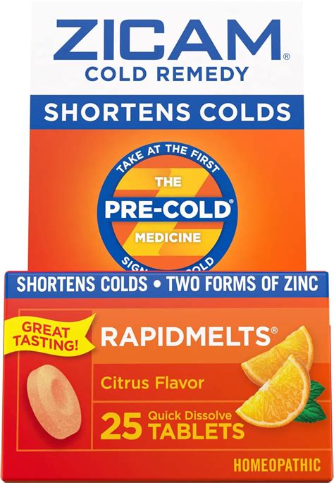 Zicam Cold Remedy Zinc Rapidmelts Citrus Flavor 25 Count Pack Of 2 Health