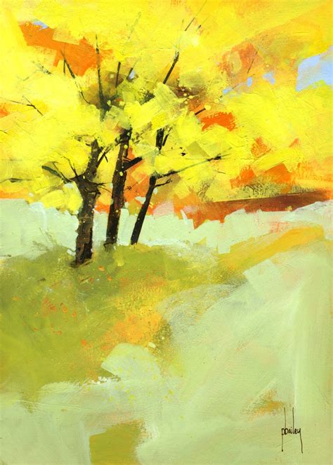 Semi Abstract Landscape Original Painting Autumn By Paulbaileyart