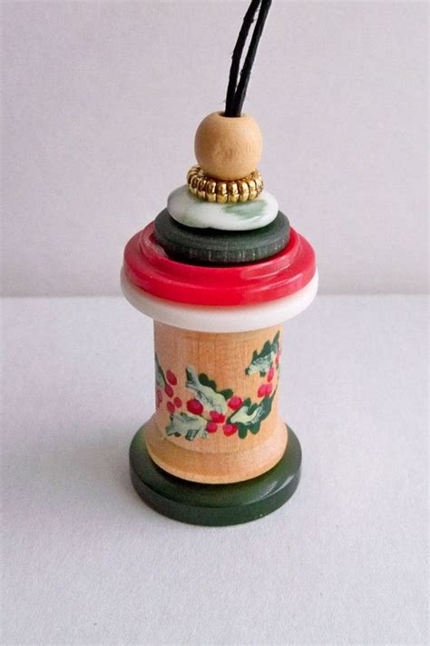 Hand Painted Spool And Button Christmas Tree Ornament Christmas Tree