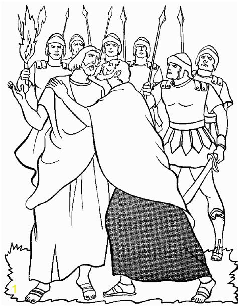 Jesus Arrested In The Garden Of Gethsemane Coloring Page