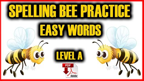 Spelling Bee Practice Pdf Level A Easy Words Easy English Lesson