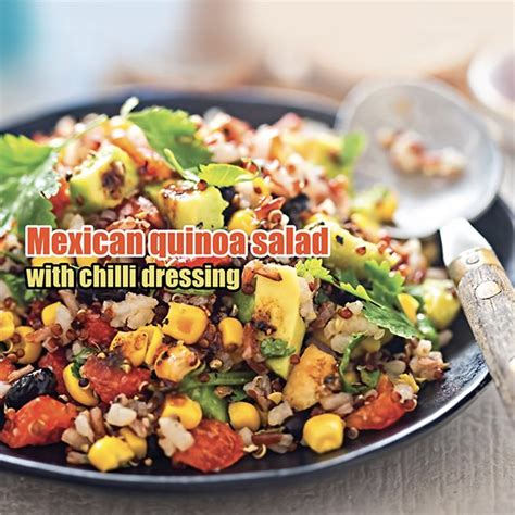 Prepare dressing by adding all ingredients to a blender or food processor and blending until creamy and smooth, scraping down sides as needed. Mexican quinoa salad with lime chilli dressing - About The ...