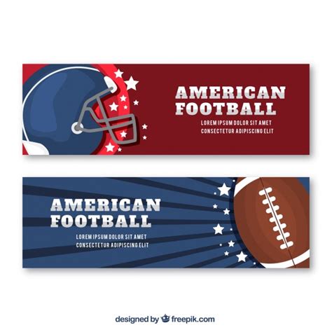 American Football Banners With Helmet And Ball In Flat Design 無料のベクター